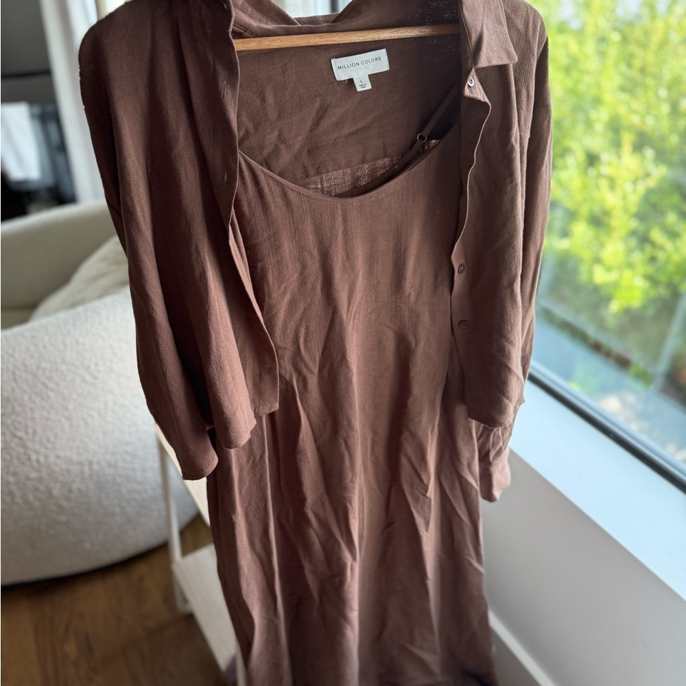 Pinkblush Brown Long Sleeve Women's Dress